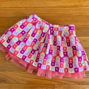 Gymboree Girls Purple, Pink, Orange, Yellow Corduroy & Tulle Bear Skirt, 12-18M